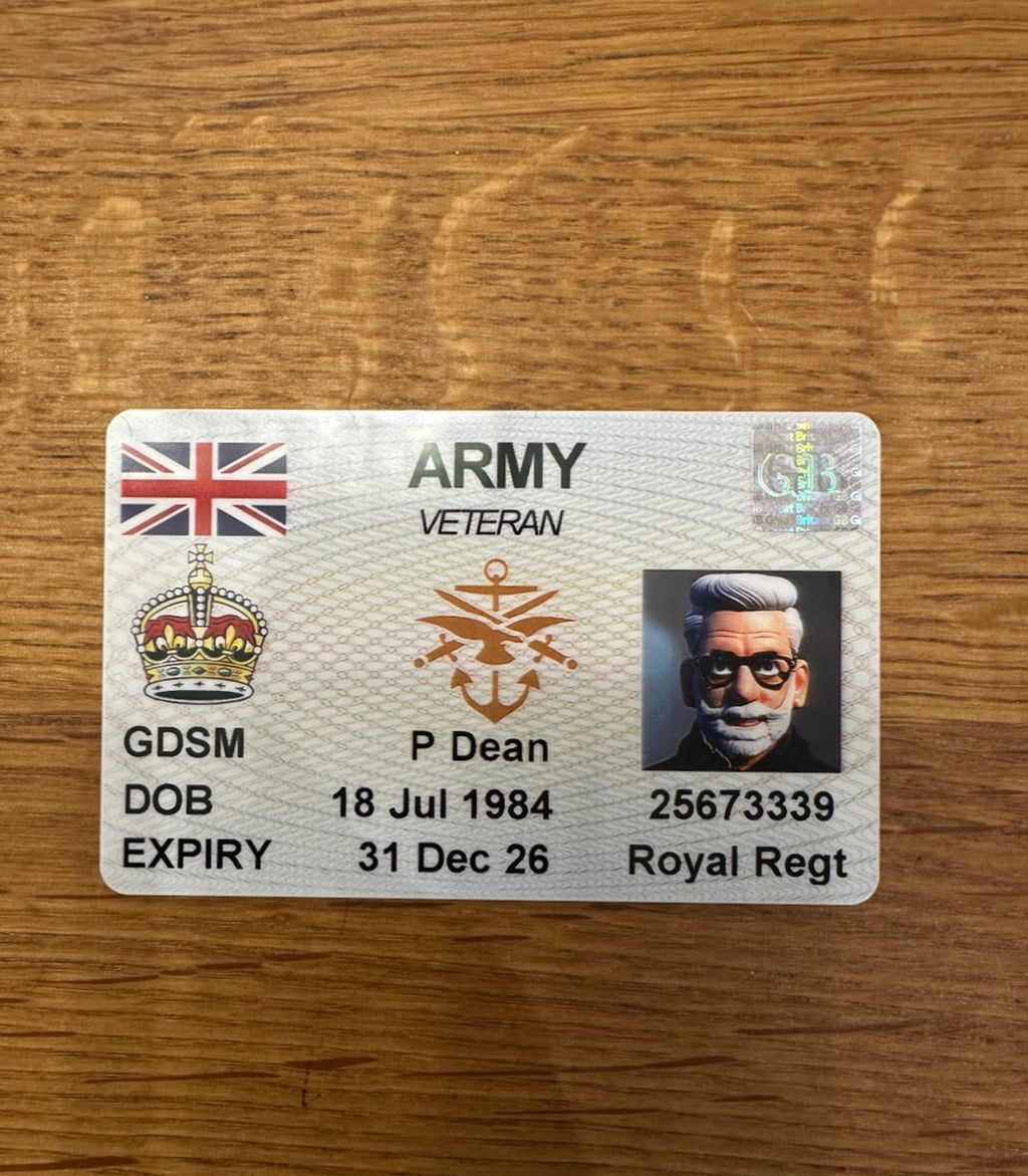 Army - Navy - RAF Veteran Discount Keep Sake novelty-memorabilia Vets Card