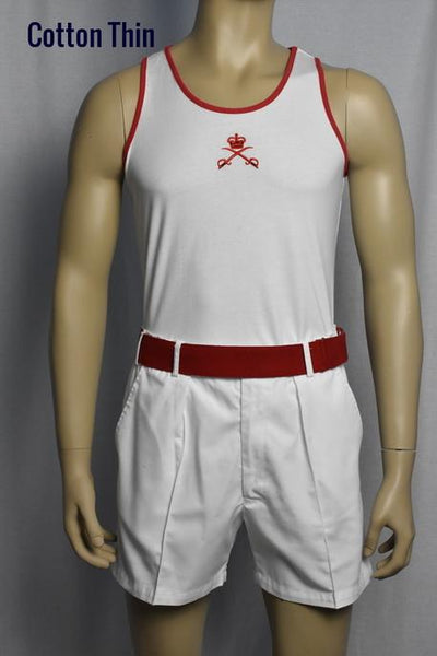 White and red store vest